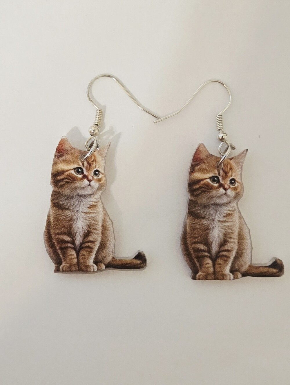 Pretty Orange Cat Tabby Kitten Dangle Earrings - Picture 10 of 16